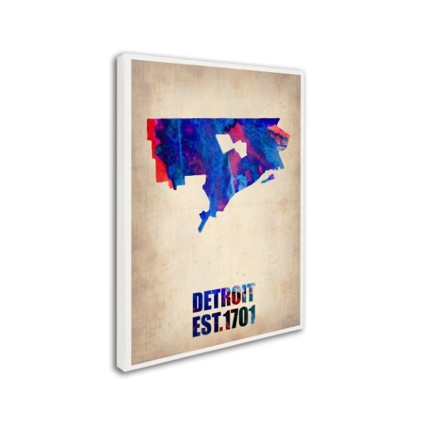 Naxart 'Detroit Watercolor Map' Canvas Art,24x32